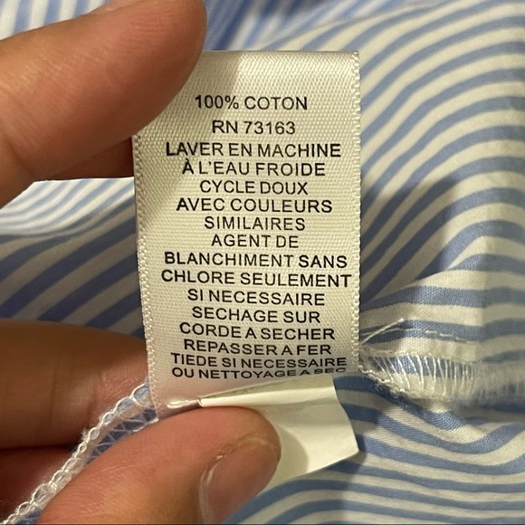 Cupio Women Cold Shoulder Cut Ruffle Trim Blue Stripe Cotton Dress size Medium - Picture 9 of 13